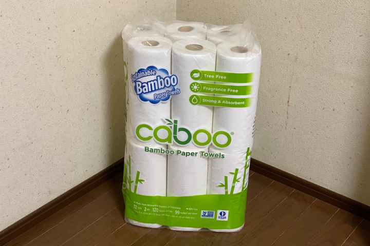 コストコ【バンブーペーパータオル】caboo BAMBOO PAPER TOWEL120シート×12ロール入り！竹から作られたキッチンペーパーってどう？